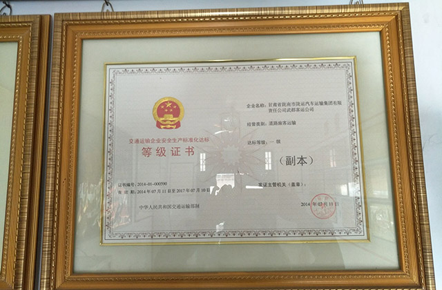 安全生產(chǎn)標(biāo)準(zhǔn)化達標(biāo)一級企業(yè)證